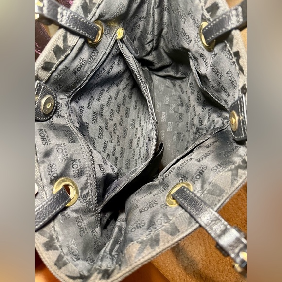 Michael Kors Black Monogram Tote with Gold Hardware - Picture 3 of 7